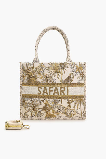 Gold African Safari Embellished Tote