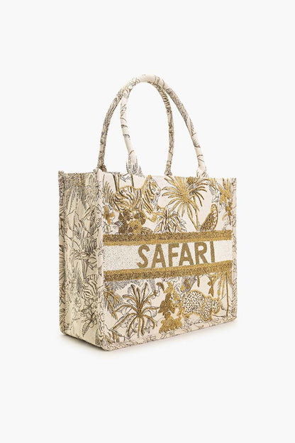 Gold African Safari Embellished Tote