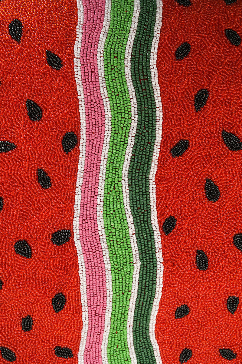 Watermelon Stripe Beaded Tote