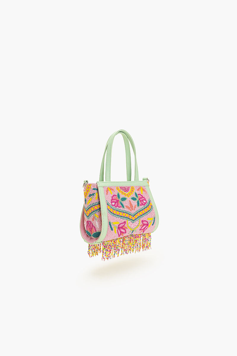 Allie Mint Beaded Top Handle Bag