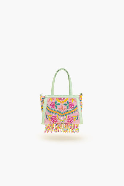 Allie Mint Beaded Top Handle Bag