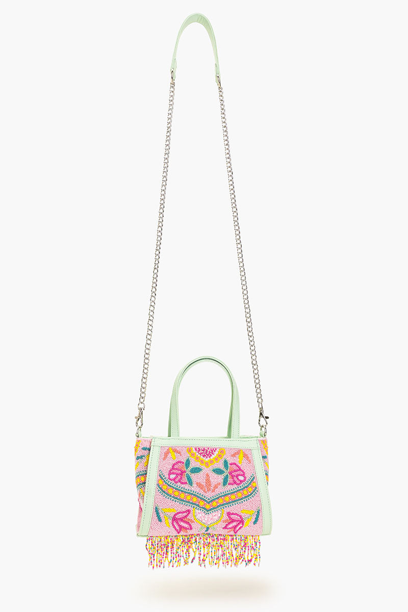 Allie Mint Beaded Top Handle Bag