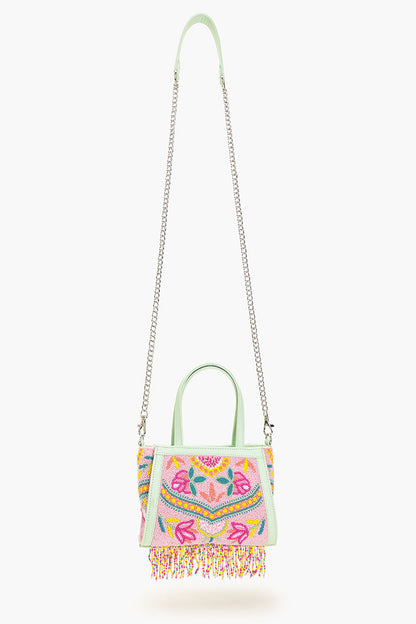 Allie Mint Beaded Top Handle Bag