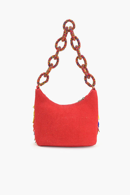 Harlequin Fringed Hobo Bag