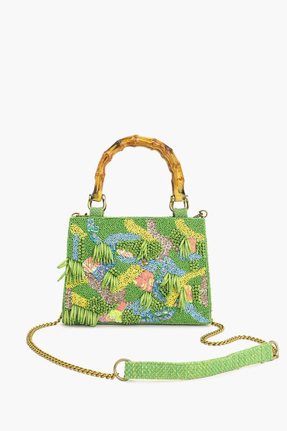 Rainforest Beaded Top Handle Bag