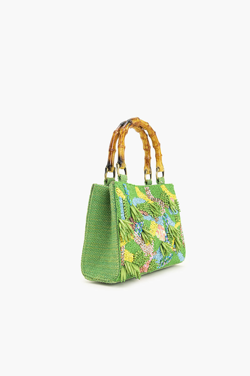 Rainforest Beaded Top Handle Bag