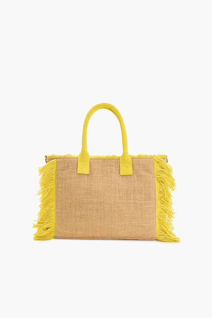 Lemon Crush Fringe Top Handle Bag