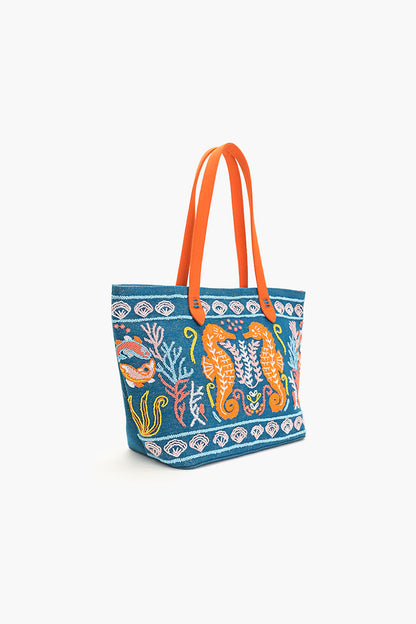 Sea Horse Teal Tote