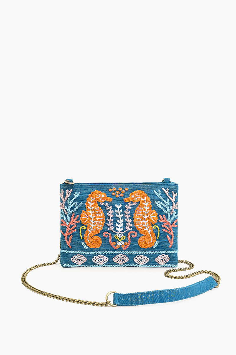 Sea Horse Teal Sling Pouch