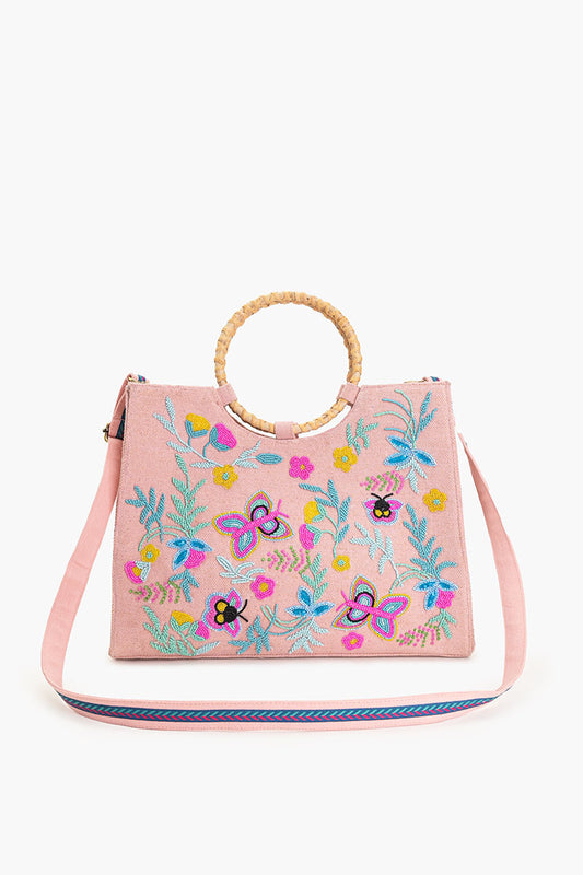 Blushy Flutter Beaded Tote