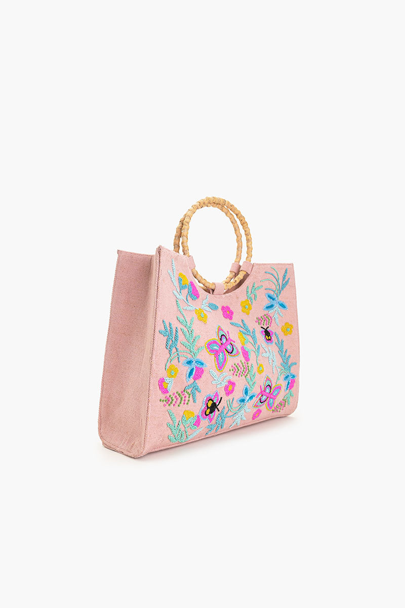 Blushy Flutter Beaded Tote