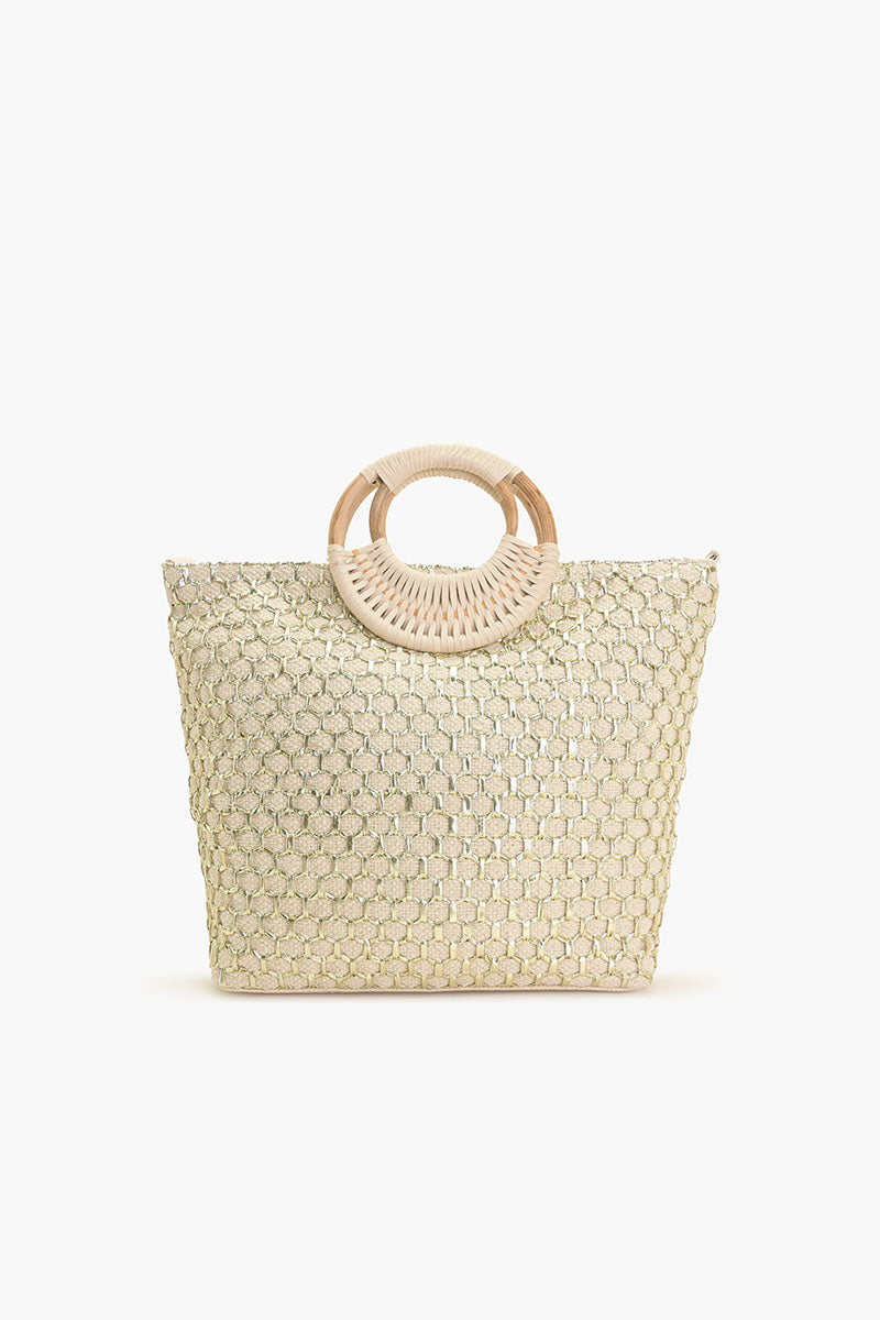 Honeycomb Natural Lurex Tote