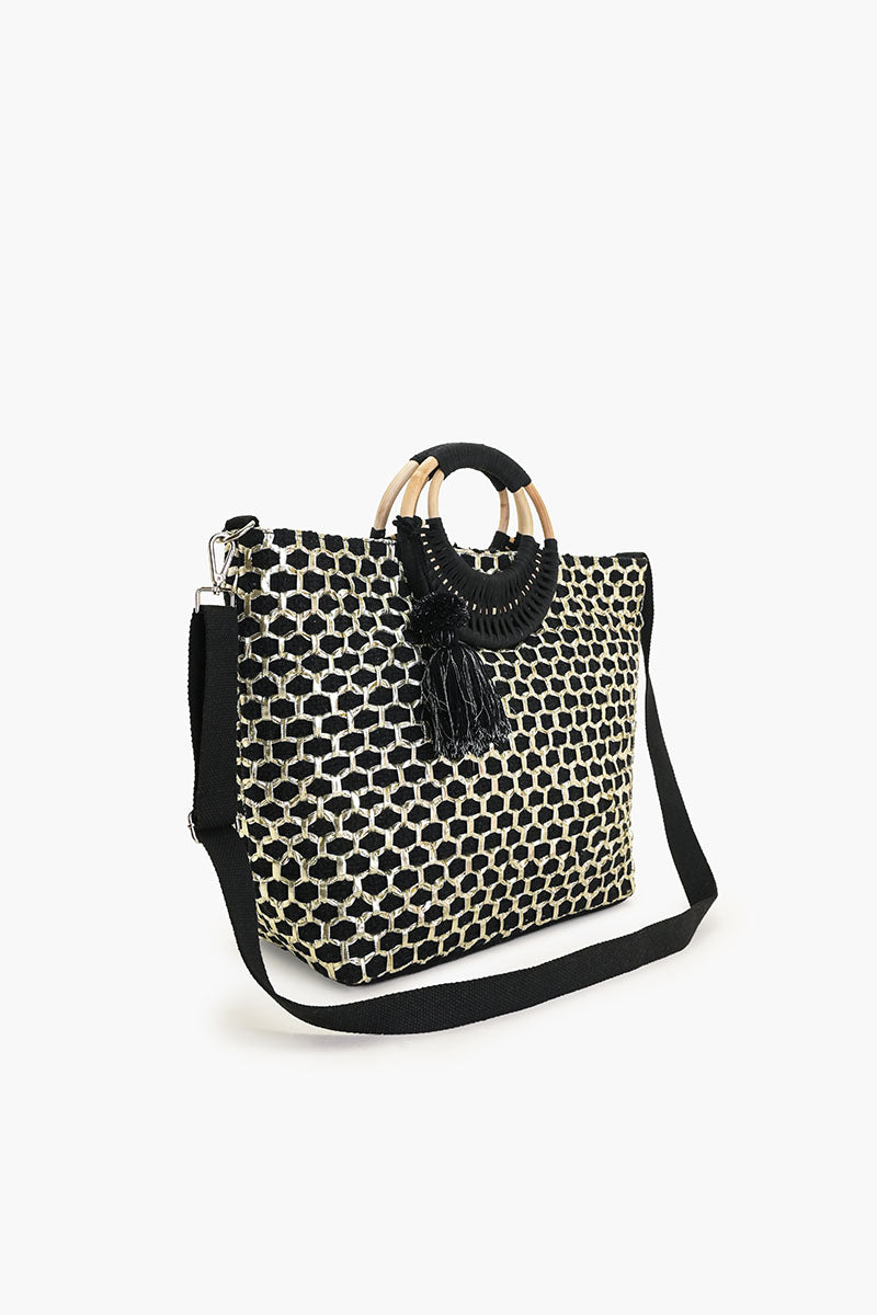 Honeycomb Midnight Lurex Tote