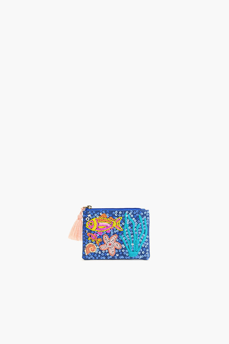 Set Of 6 Coastal Elegance  Beaded Coin Pouch