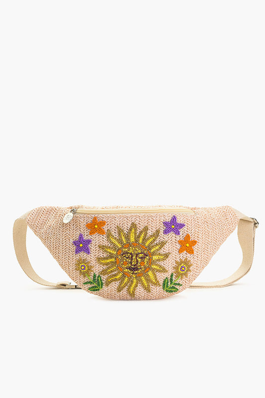 Sunshine Raffia Embellished Fanny Sling Bag