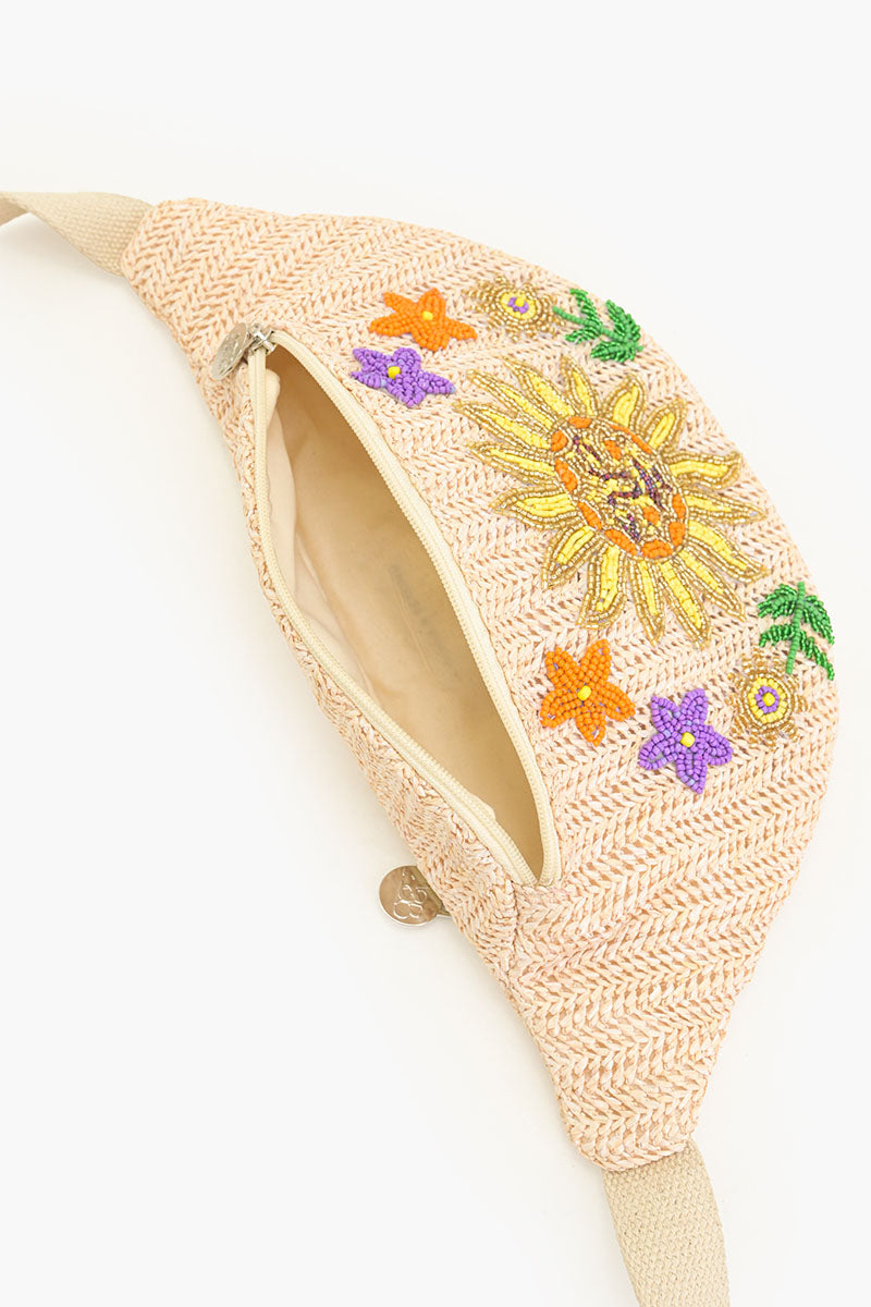 Sunshine Raffia Embellished Fanny Sling Bag