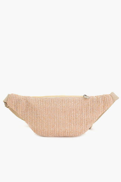 Starfish Embellished Rafiia Fanny Sling Bag