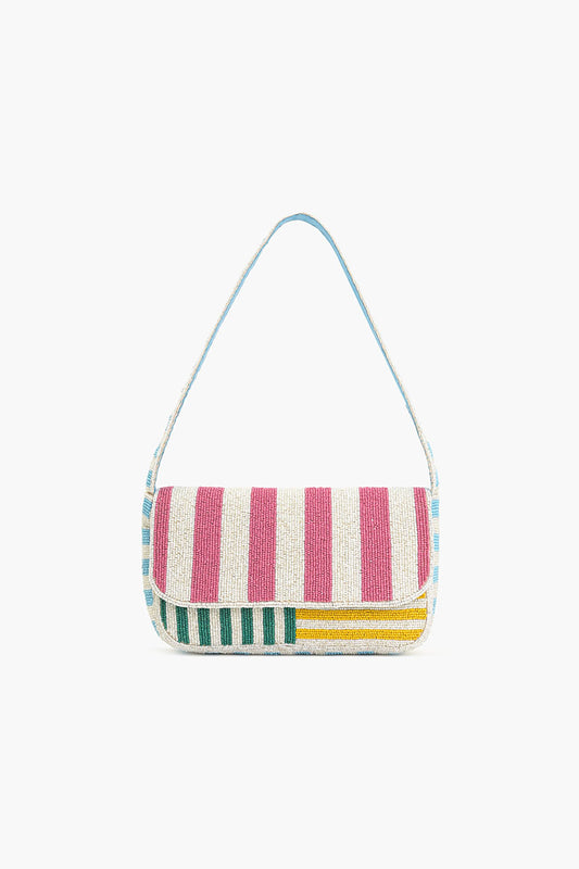 Candy Stripes Embelished Shoulder Bag