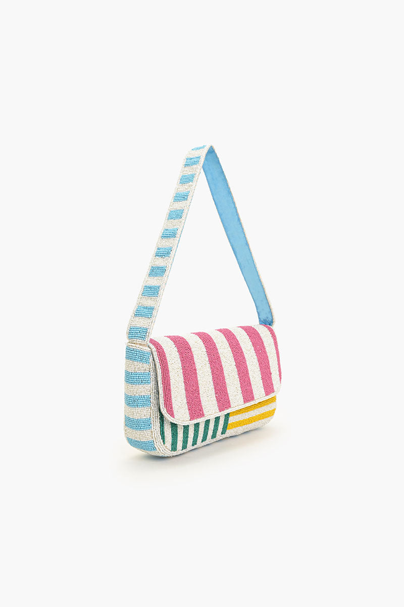 Candy Stripes Embelished Shoulder Bag