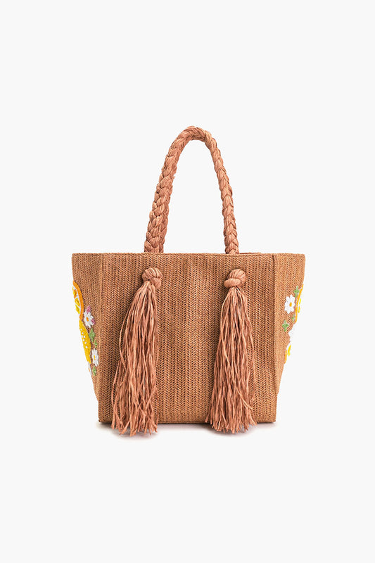 Daisy Citrus Straw Tote