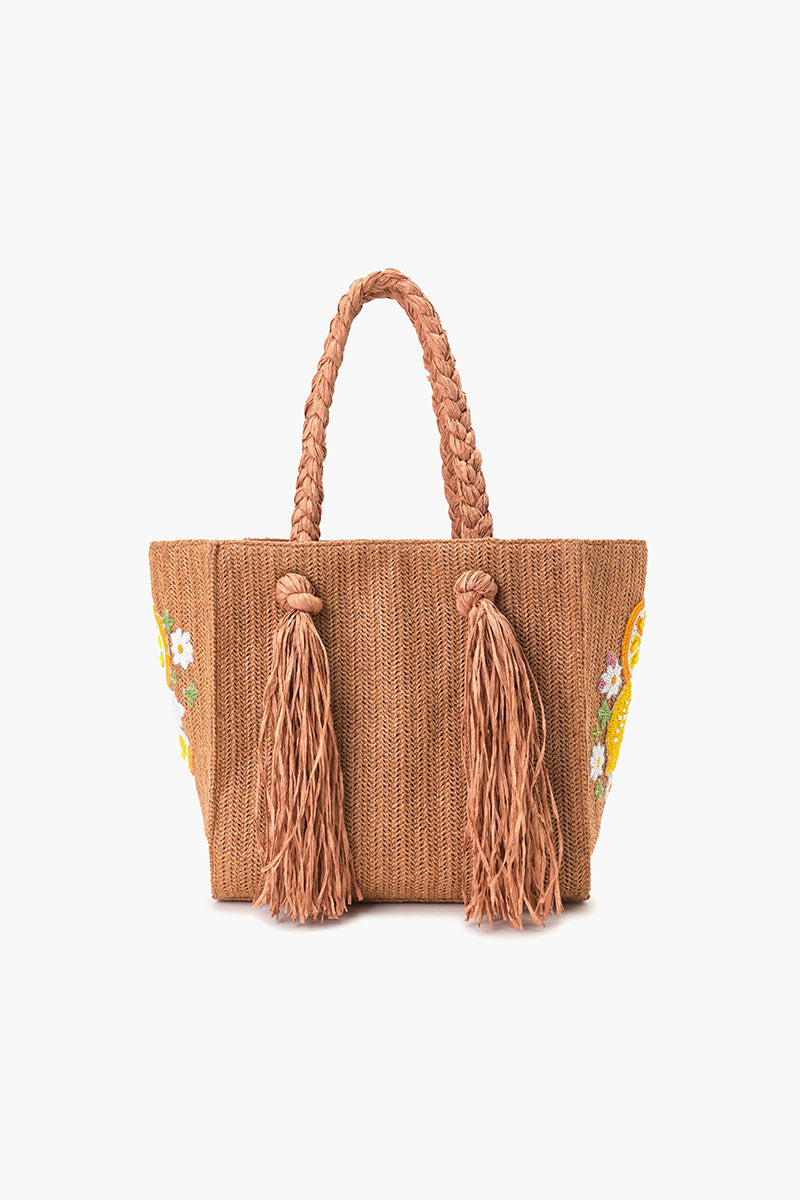 Daisy Citrus Straw Tote