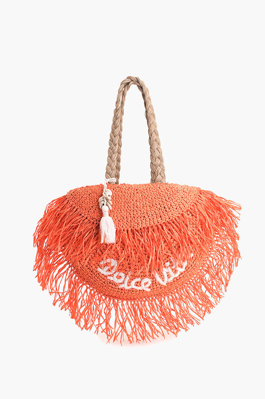 Dolac Vita Fringe Straw Tote