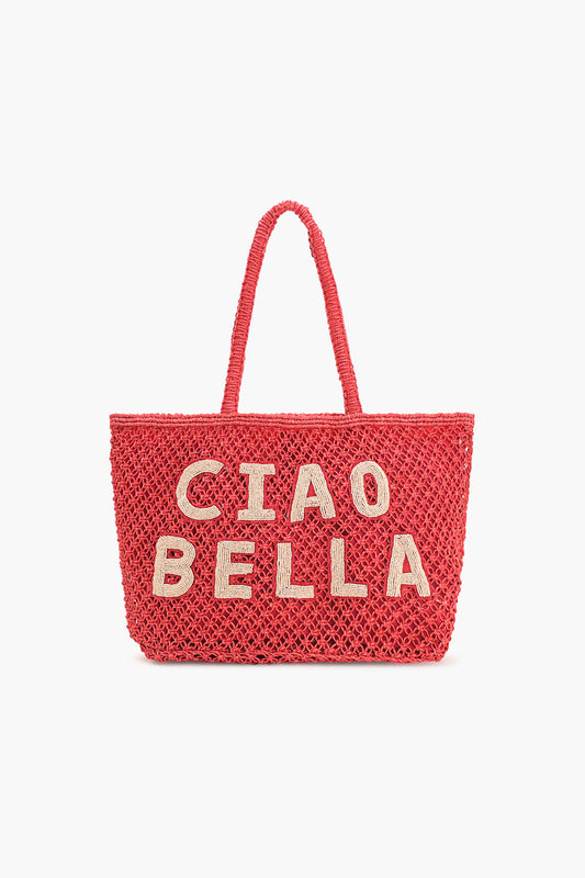 Ciao Bella Beaded Macrame Jute Tote