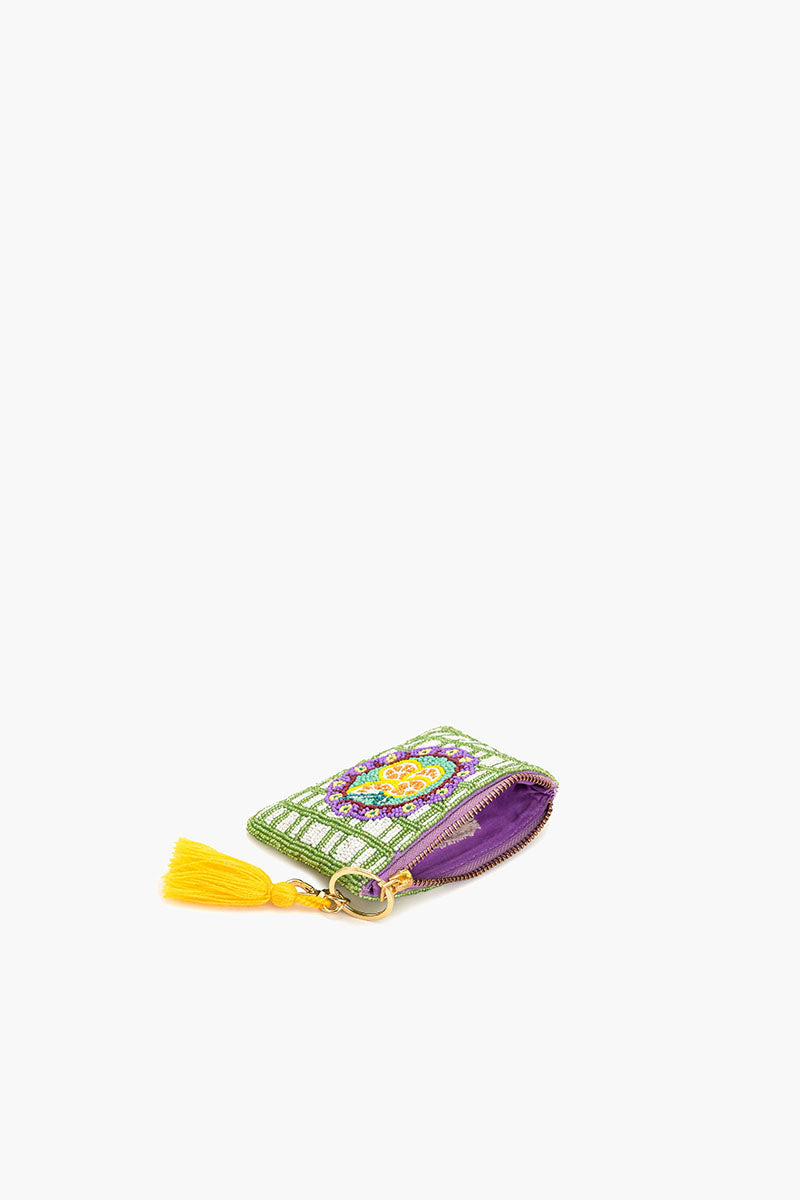Lemon Zest Beaded Coin Pouch
