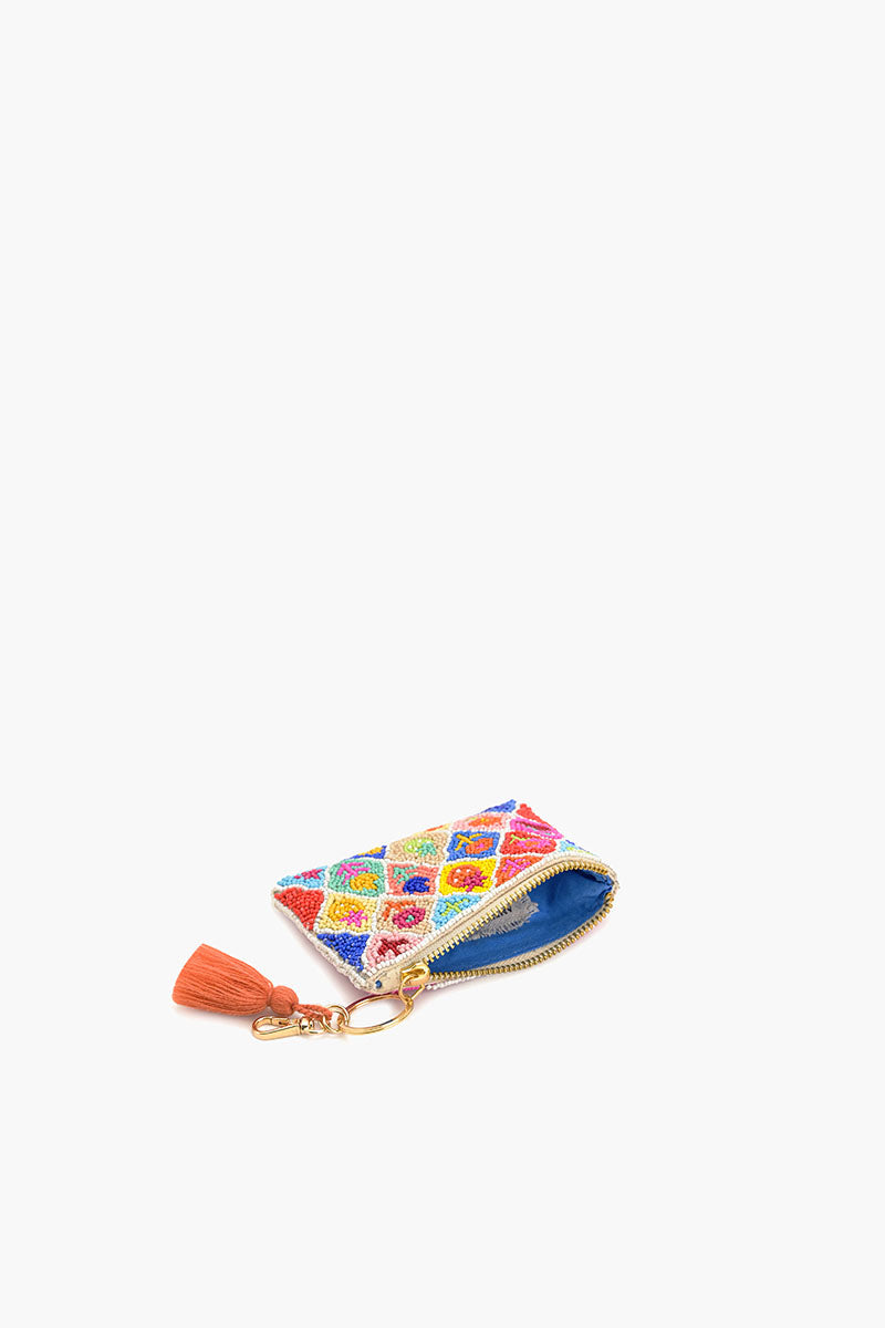 Floral Frenzy Beaded Coin Pouch