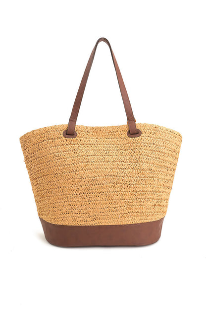 Raffia Weave Contrast Tote