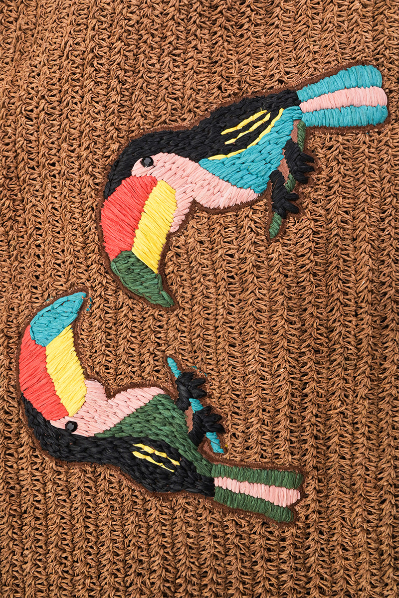 Tropic Toucans Raffia Tote