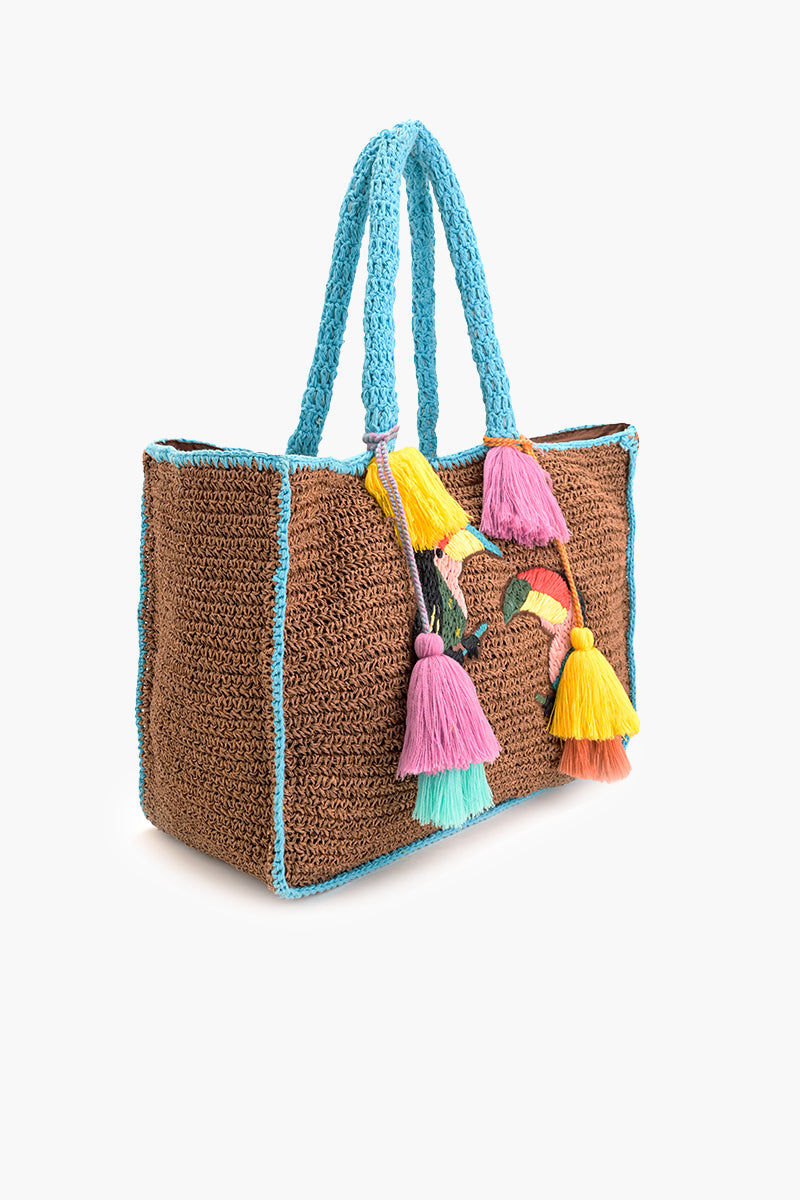 Tropic Toucans Raffia Tote