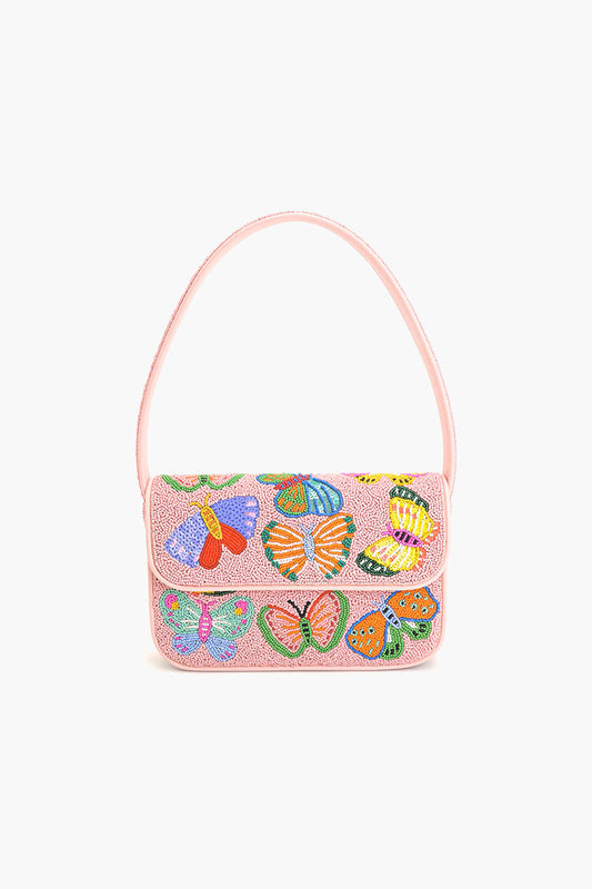Butterfly Garden Beaded Shoulder Bag