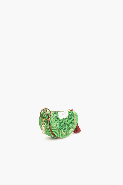 Tropical Kiwi Beaded Coin Pouch