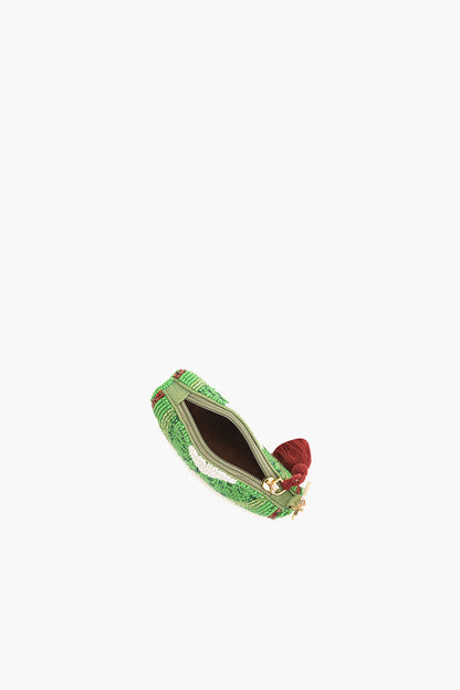 Tropical Kiwi Beaded Coin Pouch