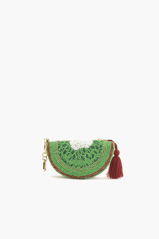Tropical Kiwi Beaded Coin Pouch