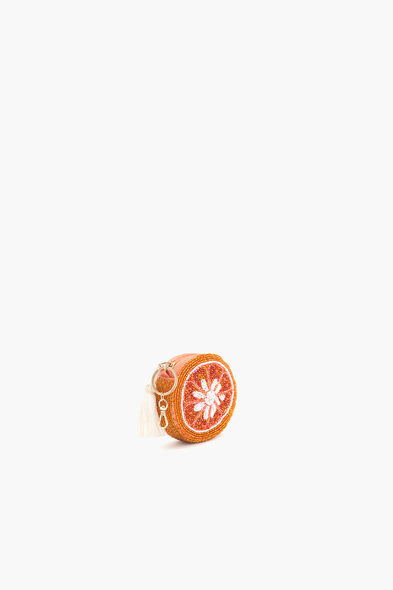 Citrus Bloom Beaded Coin Pouch