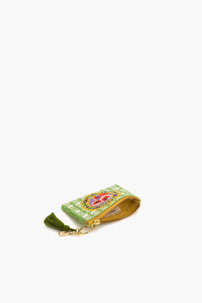 Apricot Check Beaded Pouch