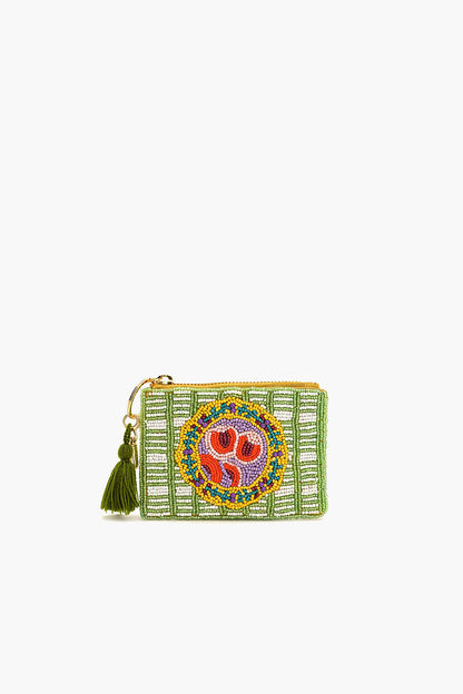 Apricot Check Beaded Pouch