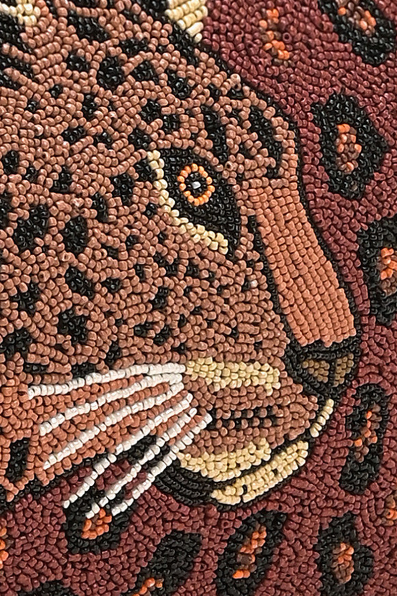 Forest Leopard Beaded Book Tote