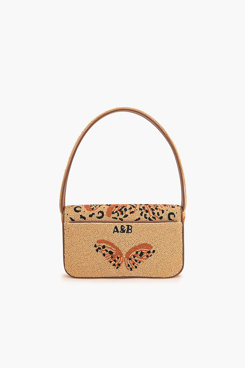 Leopard Lacewing Butterflies Beaded Shoulder Bag