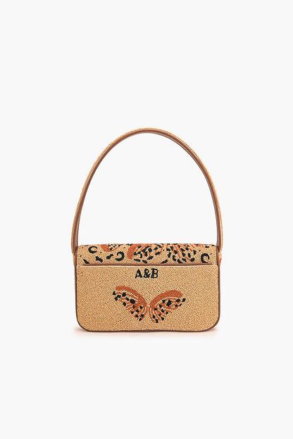 Leopard Lacewing Butterflies Beaded Shoulder Bag