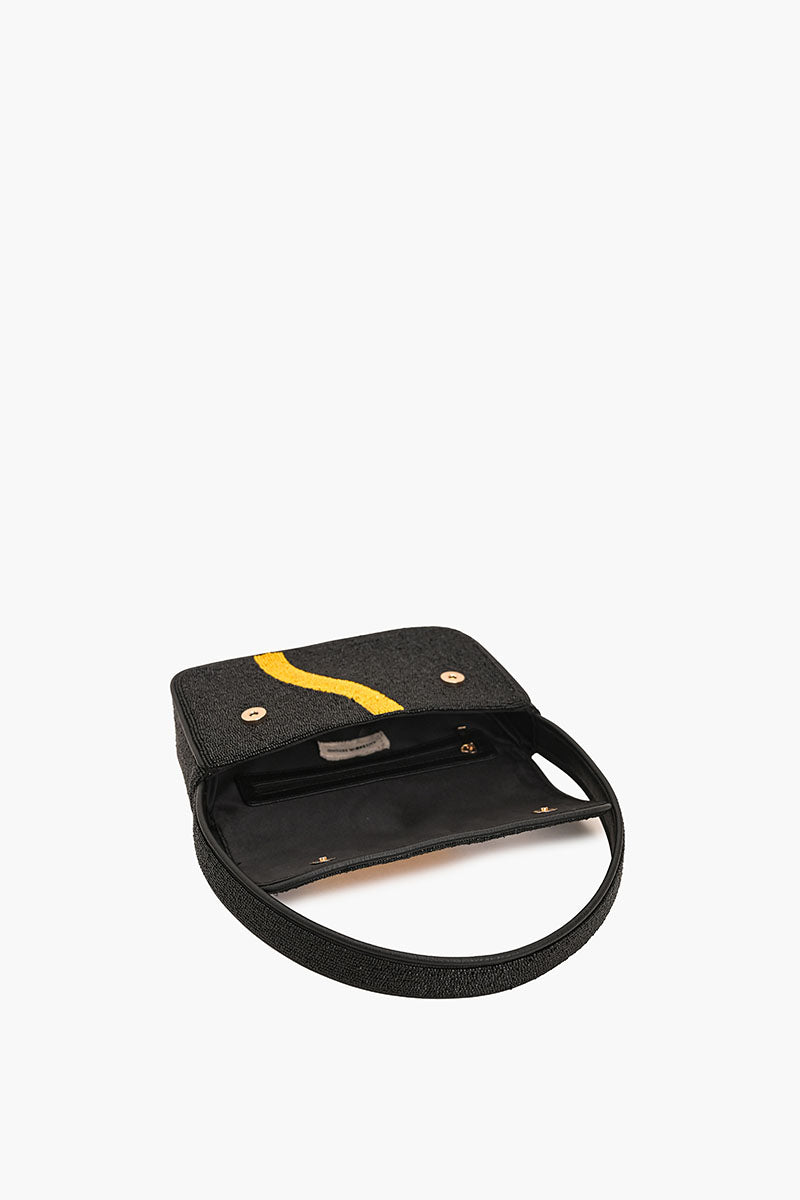 Black Toucan Beaded Shoulder Bag