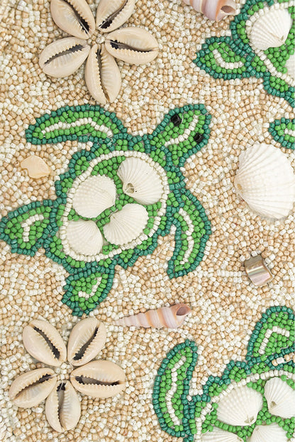 Sea Turtle Shell Beaded Hobo Bag