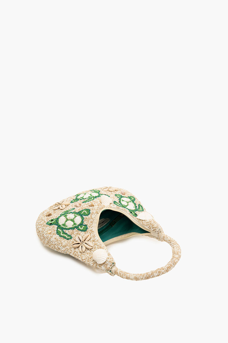 Sea Turtle Shell Beaded Hobo Bag