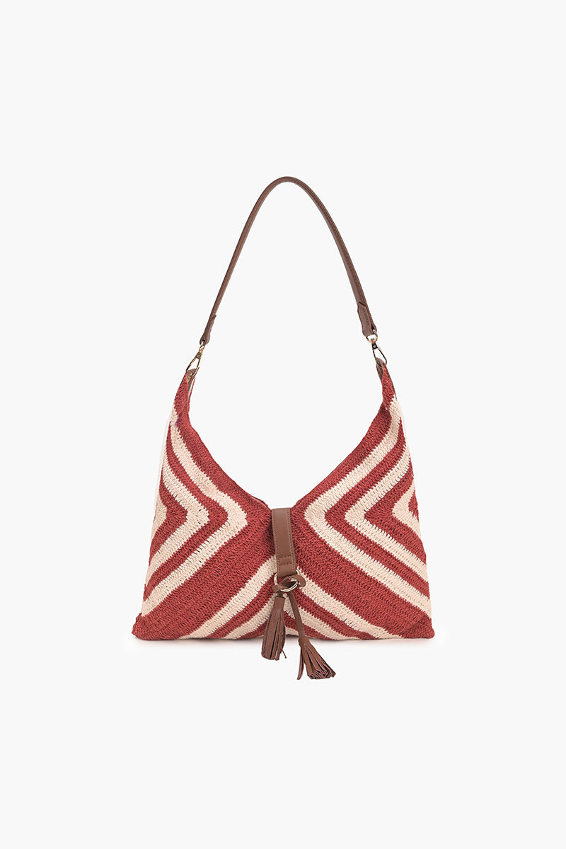 Striped Crochet Hobo Bag