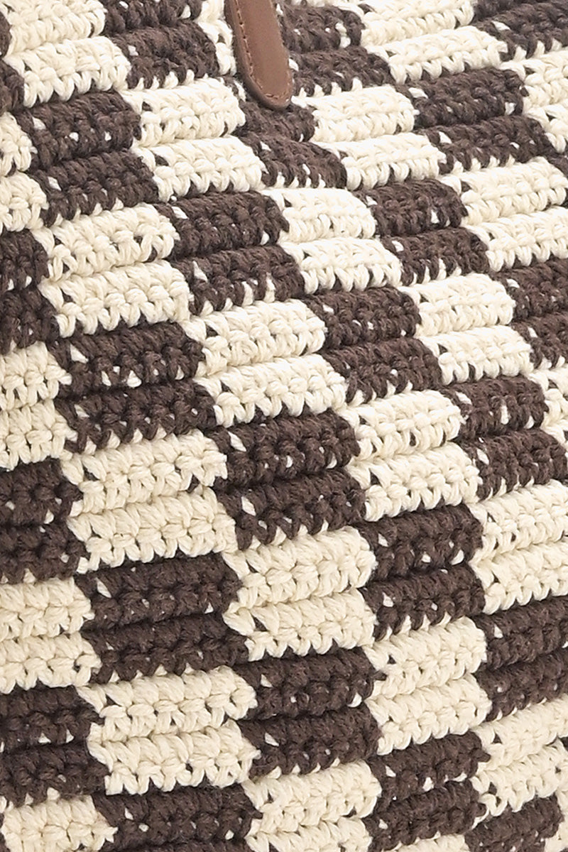 Checkered Crochet Tote