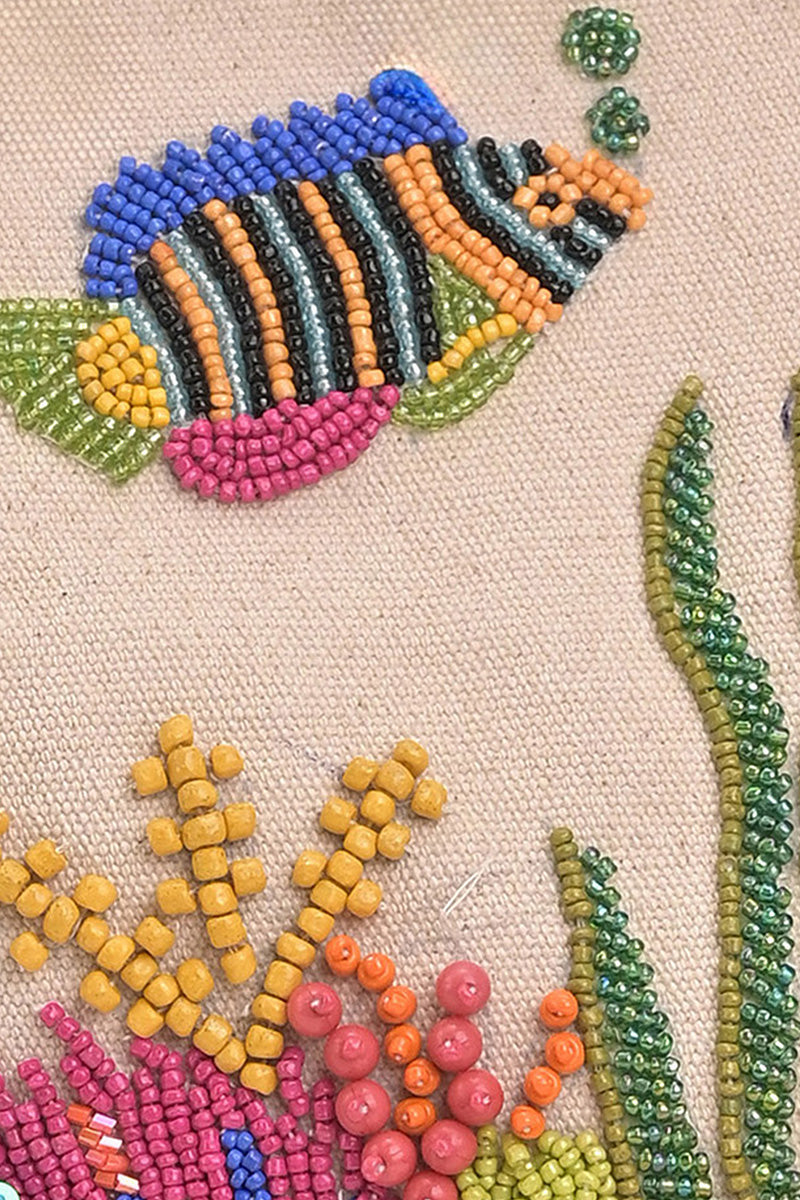 Sea Life Embellished Canvas Tote