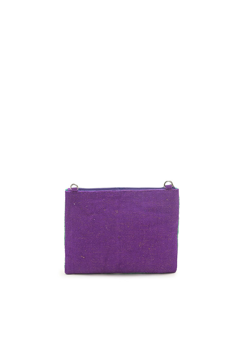 Sea Life Embellished Top Zip Clutch