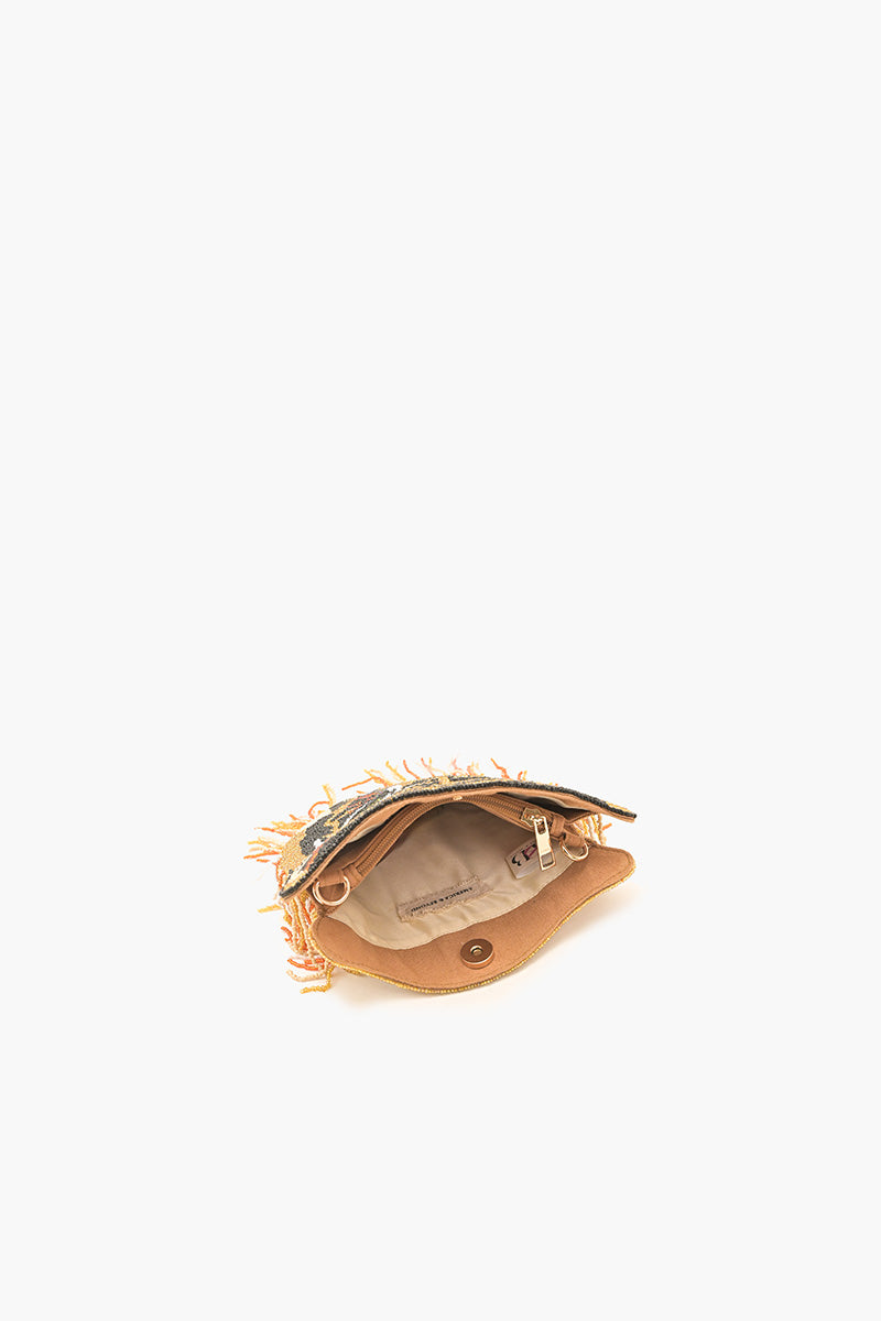 Tiger Shaped Beaded Crossbody Bag